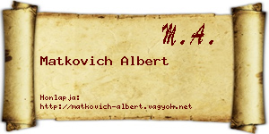 Matkovich Albert névjegykártya