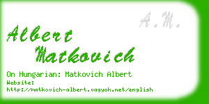 albert matkovich business card